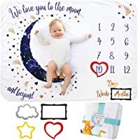 Los mejores  - Manta Mensual De Hito para Bebé- Unisex | Manta Mensual De Bebé para Fotos | Regalos Personalizados para Futuras Mamás…